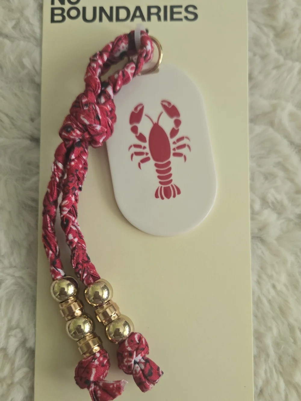 Lobster Bag Charm with Gold Beads